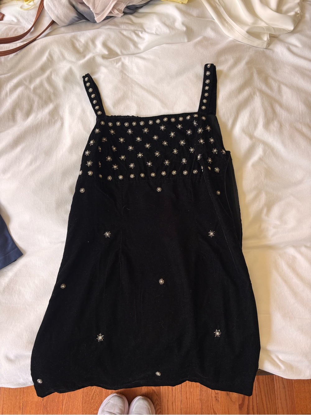 Anthropologie Sleeveless Embellished Velvet Mini Dress